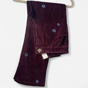 Embroidered Corduroy Women Jeans